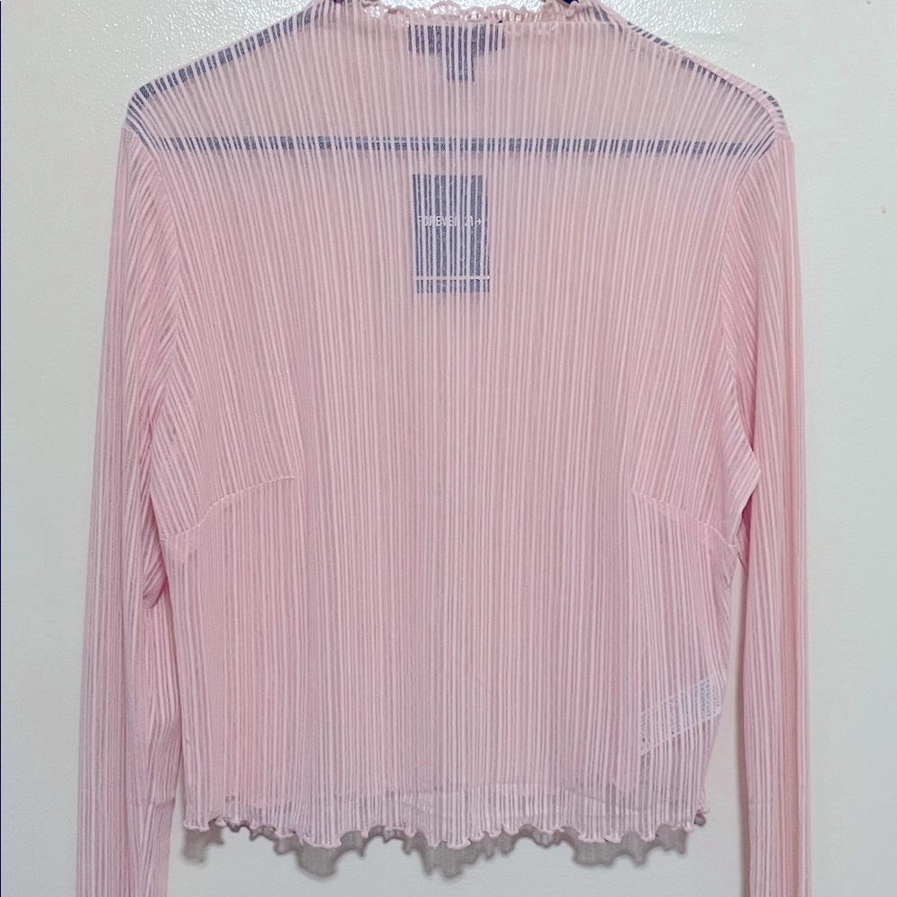 Forever21 Women’s Long Sleeve Knit Top Mesh Light Pink Sz 0X